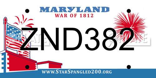 ZND382 Maryland License Plate