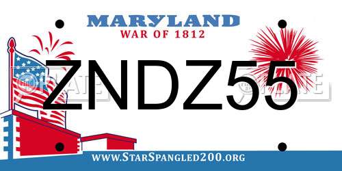 ZNDZ55 Maryland License Plate