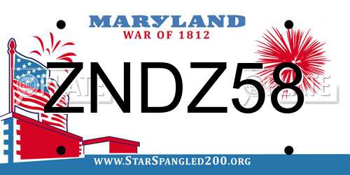 ZNDZ58 Maryland License Plate