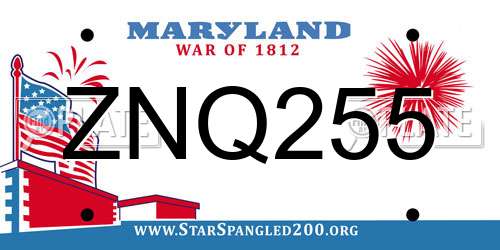 ZNQ255 Maryland License Plate