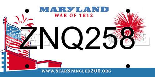 ZNQ258 Maryland License Plate