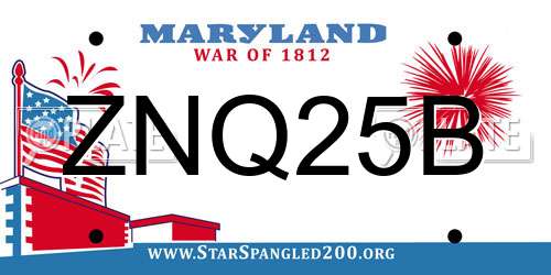 ZNQ25B Maryland License Plate