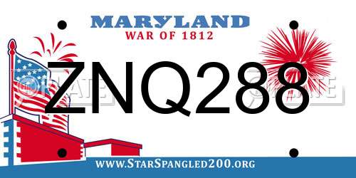 ZNQ288 Maryland License Plate