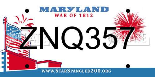 ZNQ357 Maryland License Plate