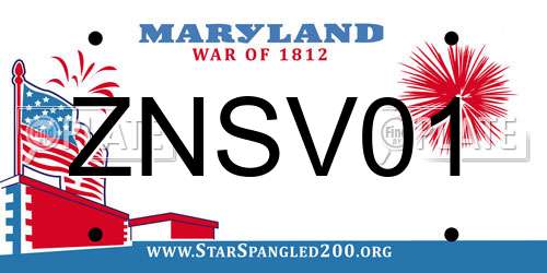 ZNSV01 Maryland License Plate