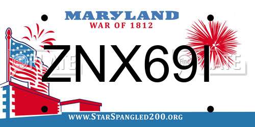 ZNX69I Maryland License Plate