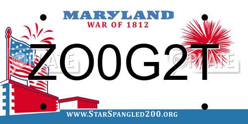 ZO0G2T Maryland License Plate