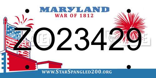 ZO23429 Maryland License Plate