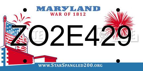 ZO2E429 Maryland License Plate