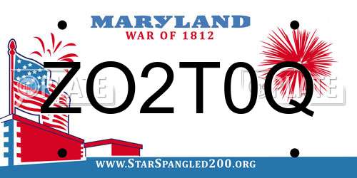 ZO2T0Q Maryland License Plate