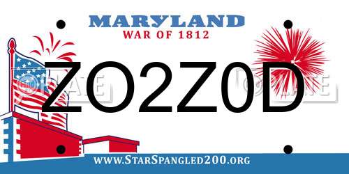 ZO2Z0D Maryland License Plate