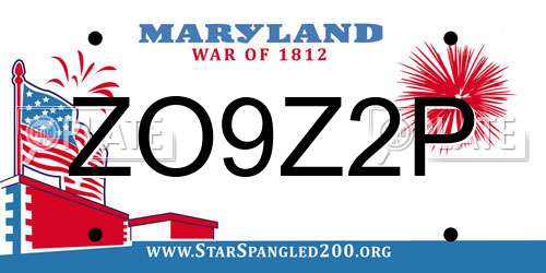 ZO9Z2P Maryland License Plate