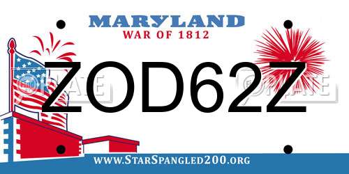 ZOD62Z Maryland License Plate