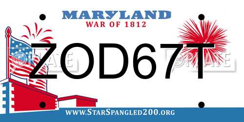 ZOD67T Maryland License Plate