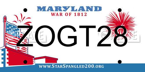 ZOGT28 Maryland License Plate