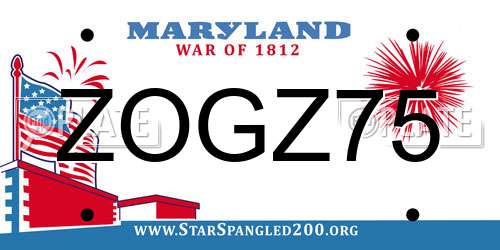ZOGZ75 Maryland License Plate