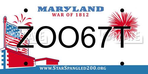 ZOO67T Maryland License Plate