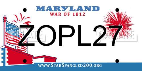ZOPL27 Maryland License Plate