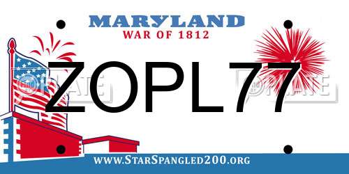 ZOPL77 Maryland License Plate