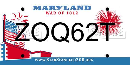 ZOQ62T Maryland License Plate
