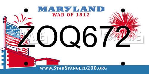 ZOQ672 Maryland License Plate