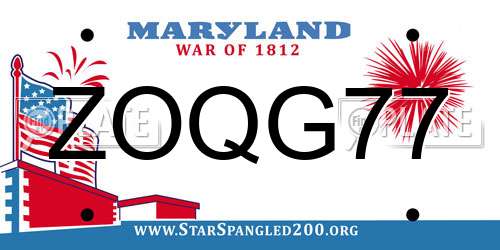 ZOQG77 Maryland License Plate