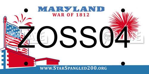 ZOSS04 Maryland License Plate