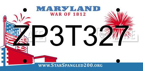 ZP3T327 Maryland License Plate
