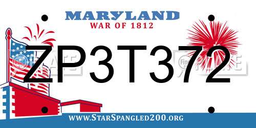 ZP3T372 Maryland License Plate
