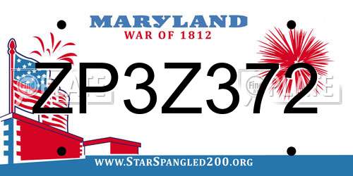 ZP3Z372 Maryland License Plate