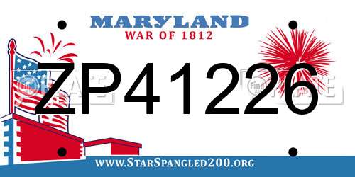 ZP41226 Maryland License Plate
