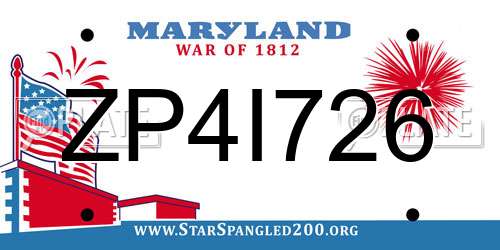 ZP4I726 Maryland License Plate