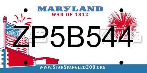 ZP5B544 Maryland License Plate