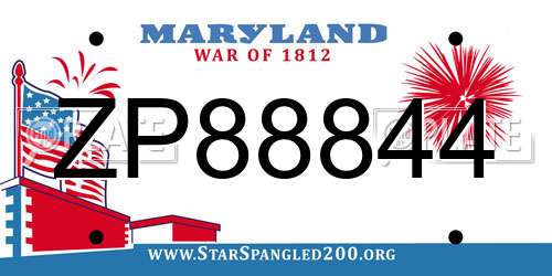 ZP88844 Maryland License Plate