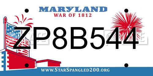 ZP8B544 Maryland License Plate