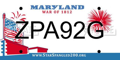 ZPA92G Maryland License Plate