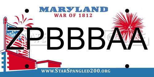 ZPBBBAA Maryland License Plate