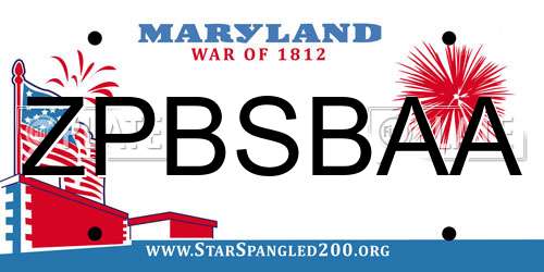 ZPBSBAA Maryland License Plate