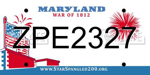 ZPE2327 Maryland License Plate