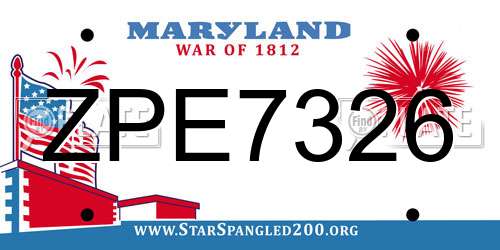 ZPE7326 Maryland License Plate