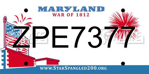 ZPE7377 Maryland License Plate