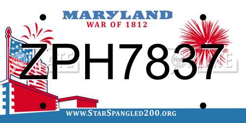 ZPH7837 Maryland License Plate