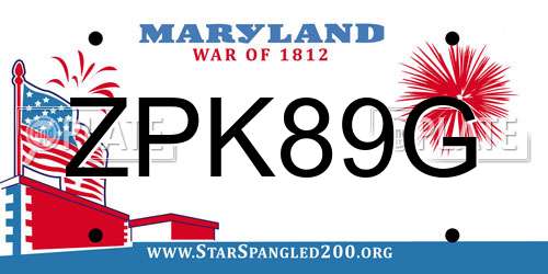 ZPK89G Maryland License Plate