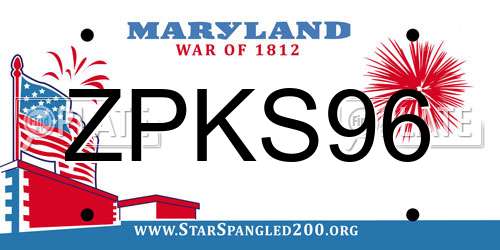 ZPKS96 Maryland License Plate
