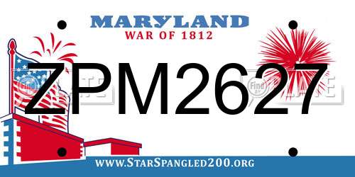 ZPM2627 Maryland License Plate