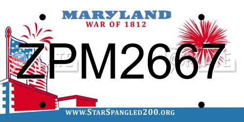 ZPM2667 Maryland License Plate