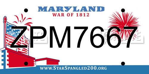 ZPM7667 Maryland License Plate