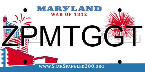 ZPMTGGT Maryland License Plate