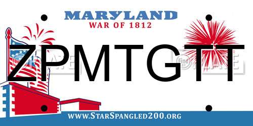 ZPMTGTT Maryland License Plate