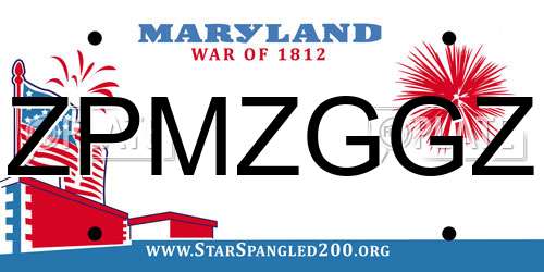 ZPMZGGZ Maryland License Plate